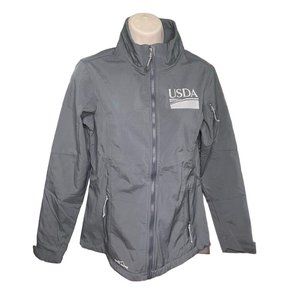 Eddie Bauer Windbreaker Jacket Womens Gray u Lightweight Coat Size S USDA Logo